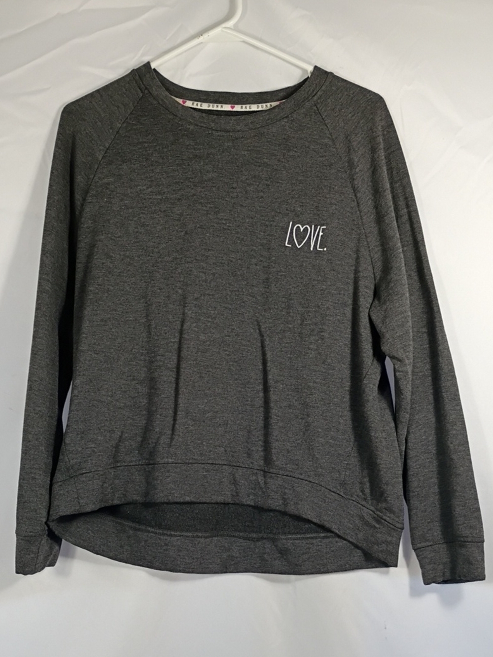 EUC Rae Dunn Sweatshirt Womens Size Small Gray "LOVE." Polyester Fleece Lined